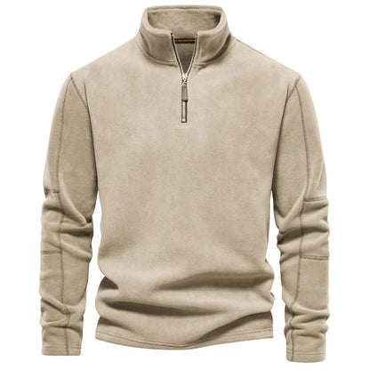 Pull en polaire et coton à col montant zippé homme