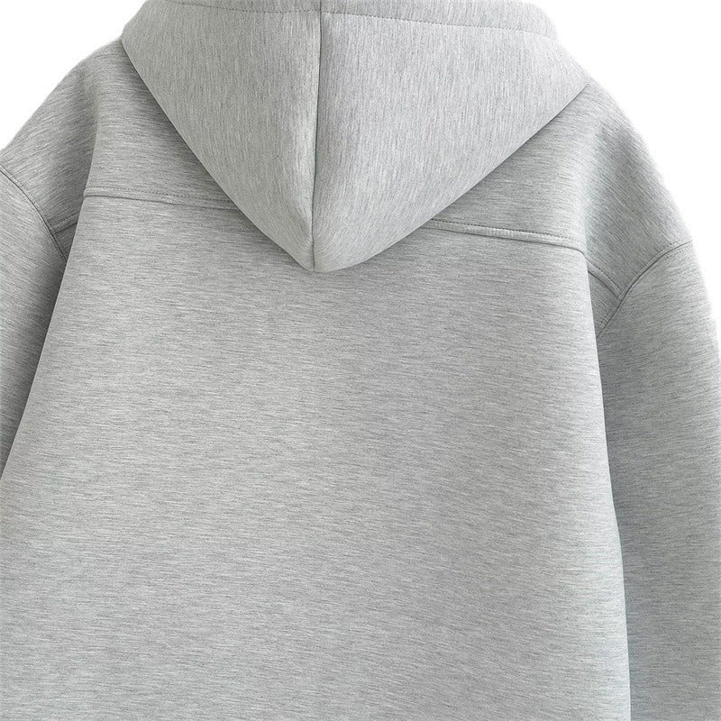 Pull à capuche ample zippé ouvert en coton femme