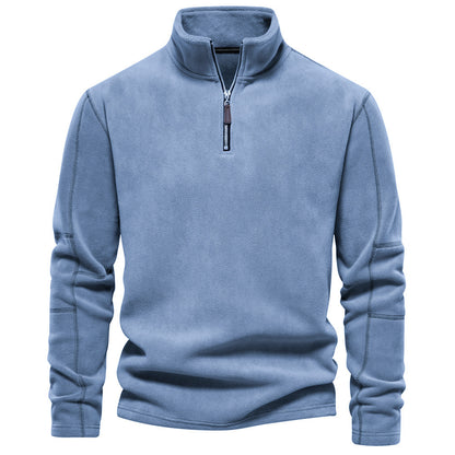 Pull en polaire et coton à col montant zippé homme