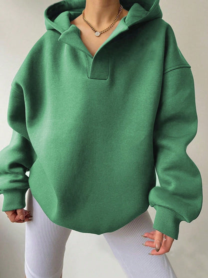 Pull à capuche ample col ouvert Femme