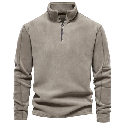 Pull en polaire et coton à col montant zippé homme
