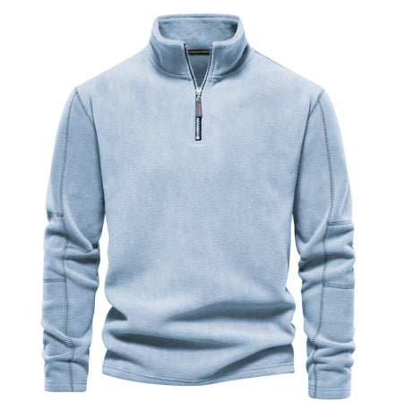 Pull en polaire et coton à col montant zippé homme