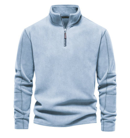 Pull en polaire et coton à col montant zippé homme