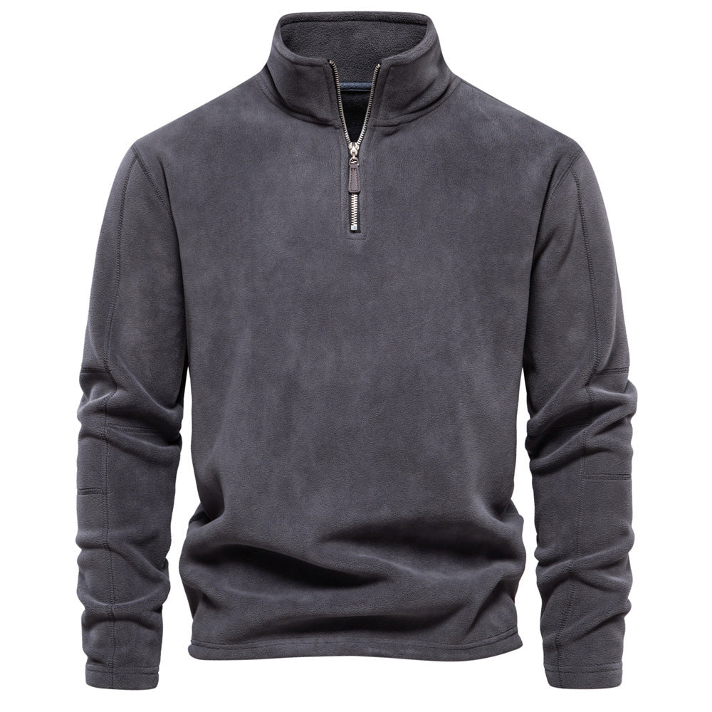 Pull en polaire et coton à col montant zippé homme