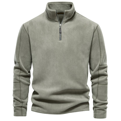 Pull en polaire et coton à col montant zippé homme